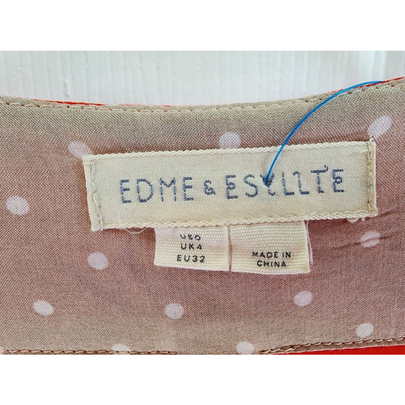 Anthropologie Edme & Esyllte Blouse Orange Size 0 - Picture 2 of 5